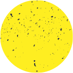 A bright yellow circle with black dots.